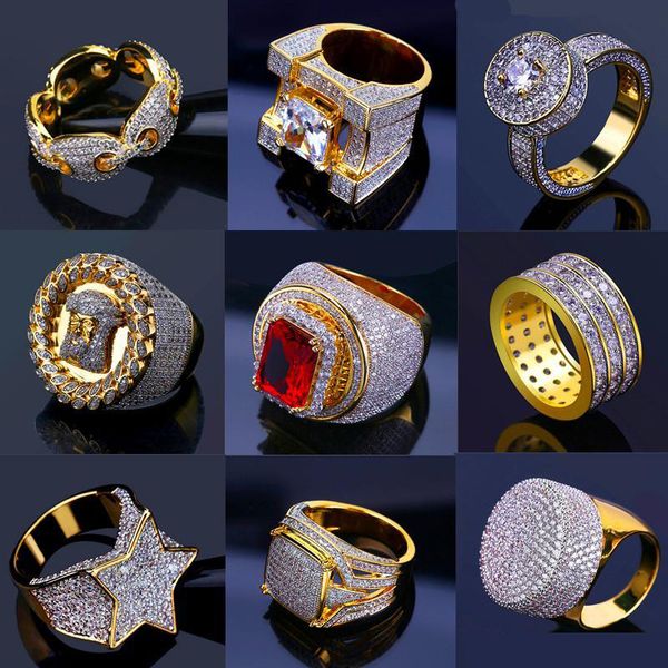 

bling iced out gold rings mens hip hop jewelry cool cz stone luxury deisnger men hiphop rings, Silver