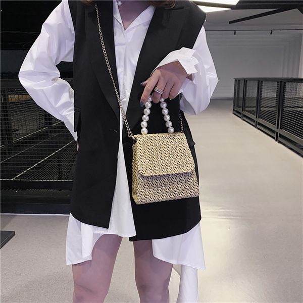 

straw bag handbags women summer rattan bag wild messenger fashion shoulder small square handmade woven beach bolso mujer#h35