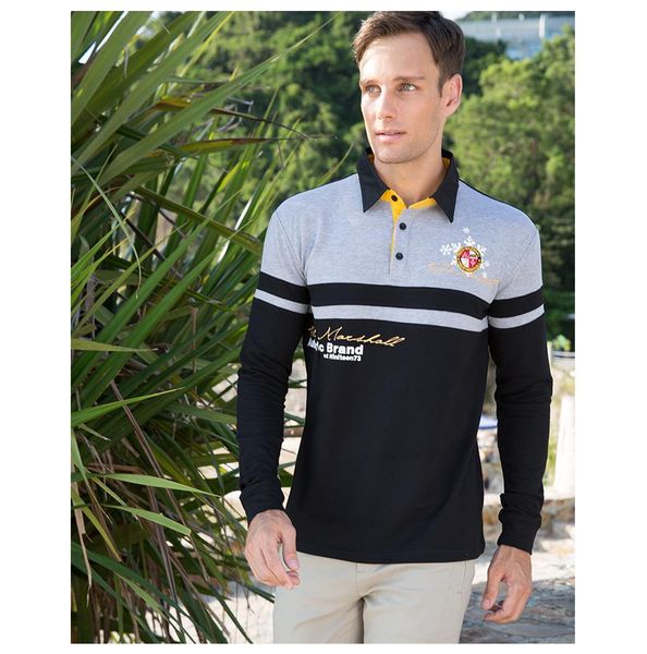 

европа размер новый бренд мужской сплошной длинный рукав рубашки поло осень полный рукав теплая рубашка повседневная печать топы джинсы сини, White;black