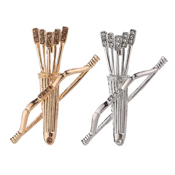 

2pack bow and arrow brooches crystal clothes lapel pin badge collar clips, Gray