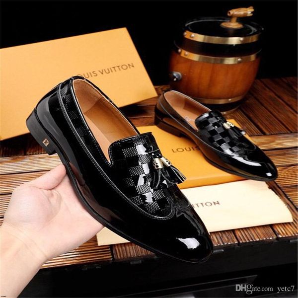 

19fw black man dress shoes luxury brands men loafers leather formal man shoes tassel men business shoes mocassim masculino couro yecq5