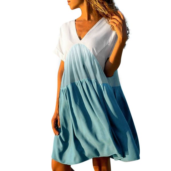 

summer party dress women elegent tie dye print short sleeve midi dress vintage party dresses women clothes 2019 robe femme, Black;gray