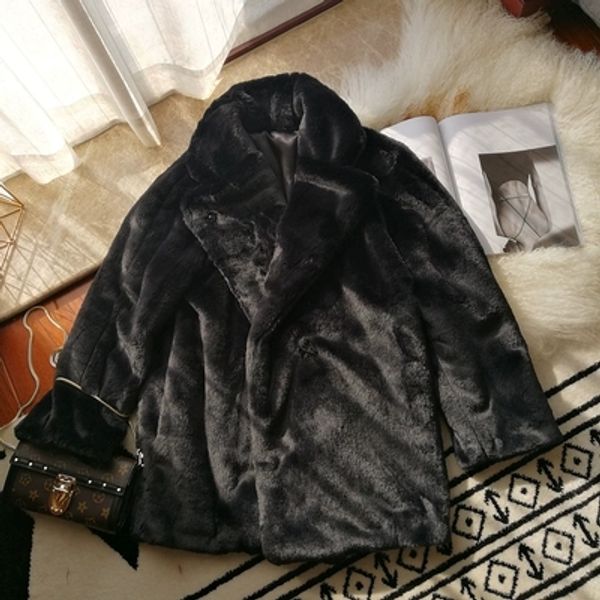 

2019 new style high-end fashion women faux fur coat s70, Black