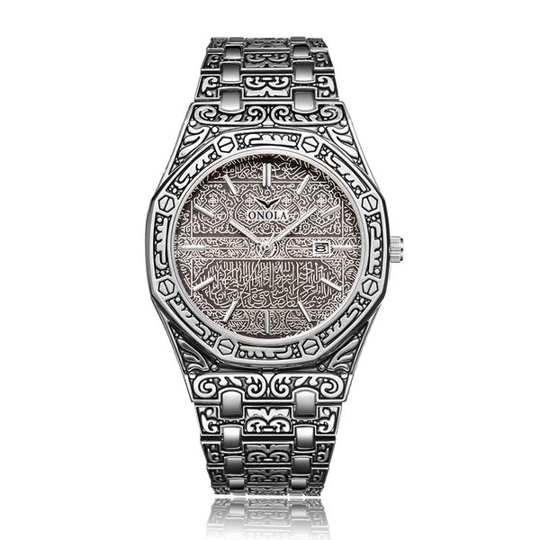 

luxury mens designer watches of waterproof steel band retro classic business quartz for mens wristwatch on3812, Slivery;brown