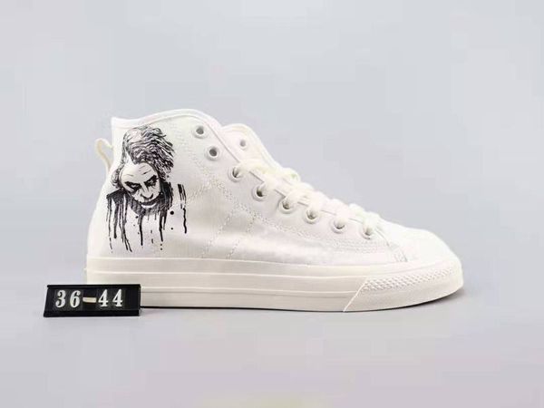 

with box)nizza hi rf casual shoes man woman canvas shoes with clown, White;red