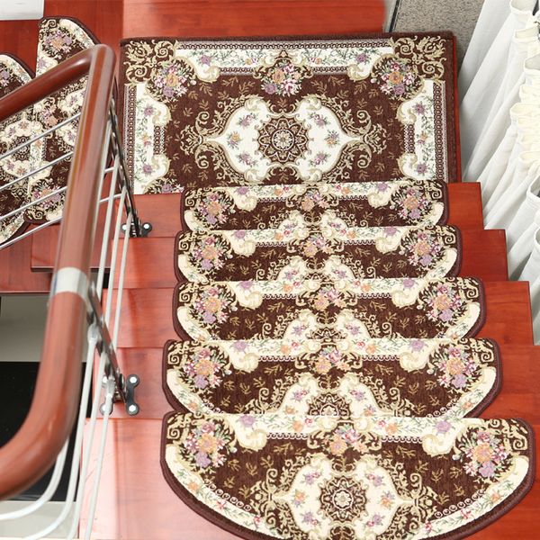 

1pc stair tread european style mat floral non-skid step carpet rug home decors