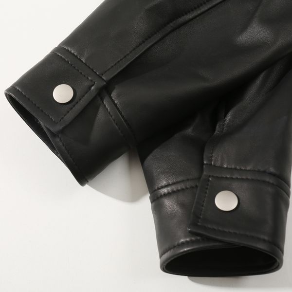 

leather clothing short paragraph 2020 autumn loose black sheepskin jacke