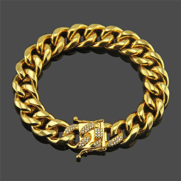 

european and american hip hop men's domineering bracelet with zircon fashion jewelry, Black