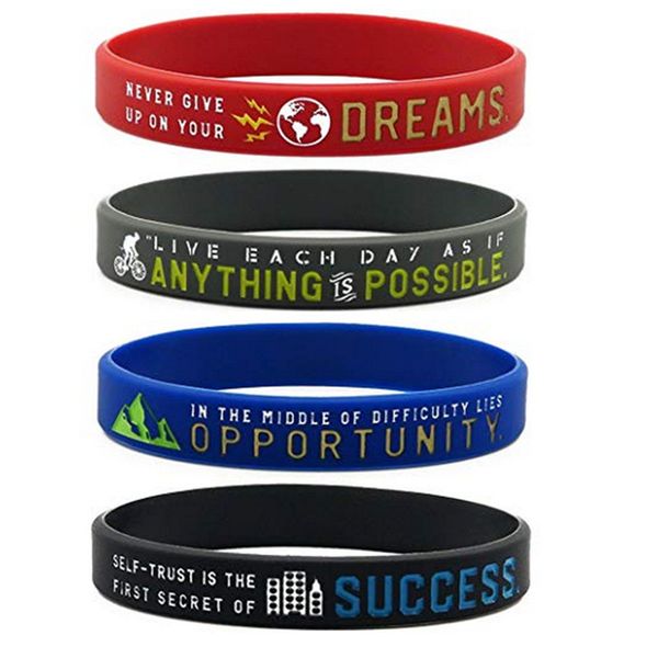 

1pc motivational messages anything is possible, success dreams opportunity silicone wristbands giveaway gift, White