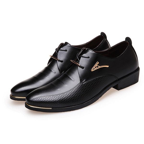 

new oxford shoes for men fashion leather shoes casual business office formal men lace up wedding party dress, Black