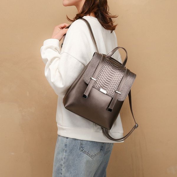 

рюкзак новая европейская и американская мода крокодиловый узор рюкзак водонепроницаемый и износостойкий хозяйственная сумка женский