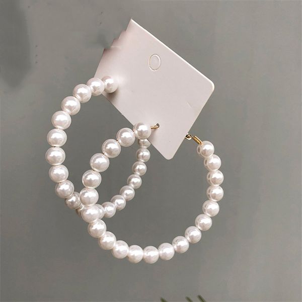 

fashion simulated pearl statement big small hoop earrings for women exaggerate circle earrings personality jewelry gifts, Golden;silver