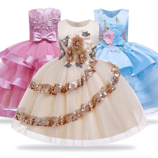 

kids dresses for girls elegant princess wedding dress children vintage evening party dress flower girls dress vestidos 8 10 year t200624, Red;yellow