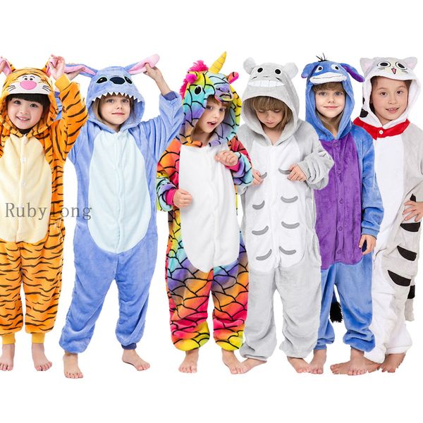 

kigurumi girls boy onesies kids winter onesies unicorn cartoon anime animal pajamas sleepwear jumpsuit children blanket sleepers y200704, Blue;red