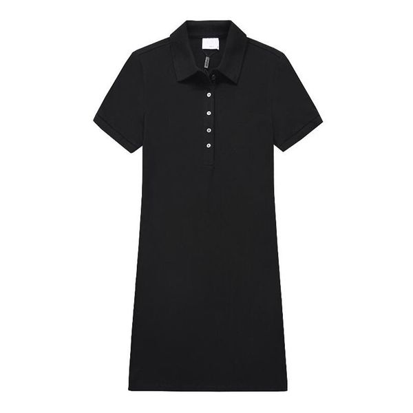 Moda Marca Crocodile Mulheres Polo Vestido Logo Carta Casual Bordado Verão vestidos elegantes preto sólido Vestido Vermelho Feminino