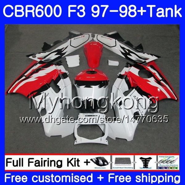 Corpo + serbatoio per HONDA CBR 600 FS F3 CBR600RR CBR 600F3 carenatura bianco caldo 97 98 290HM.24 CBR600 F3 97 98 CBR600FS CBR600F3 1997 1998 Carenature