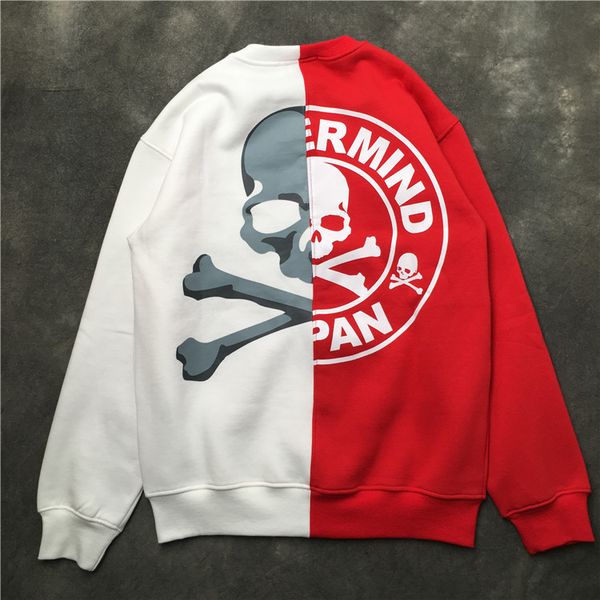 

version mastermind japan mm skull printed women men hoodies pullover hiphop brand men black red splice casual sweatshirts mmj