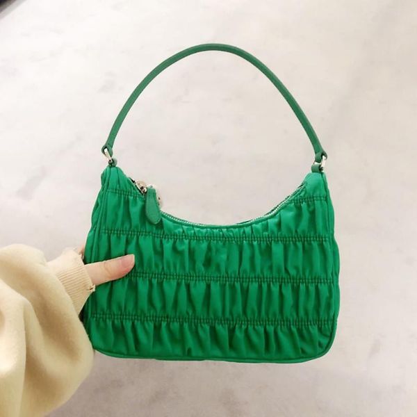 

single shoulder satchel armpit bag women bag 2020 ruched handbag tote underarm pleated underarm nylon torebka damska