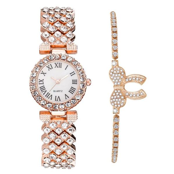 

2020 set woman watches rose gold stainless steel quartz watch fashion ladies bracelet watch relogios femininos, Slivery;brown