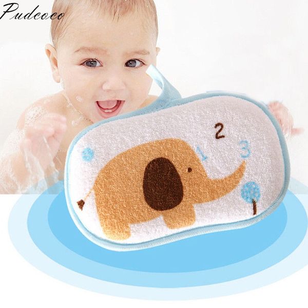 

pudcoco 2019 brand new lovely soft infant newborn baby bath towel brush cute elephant shower sponge