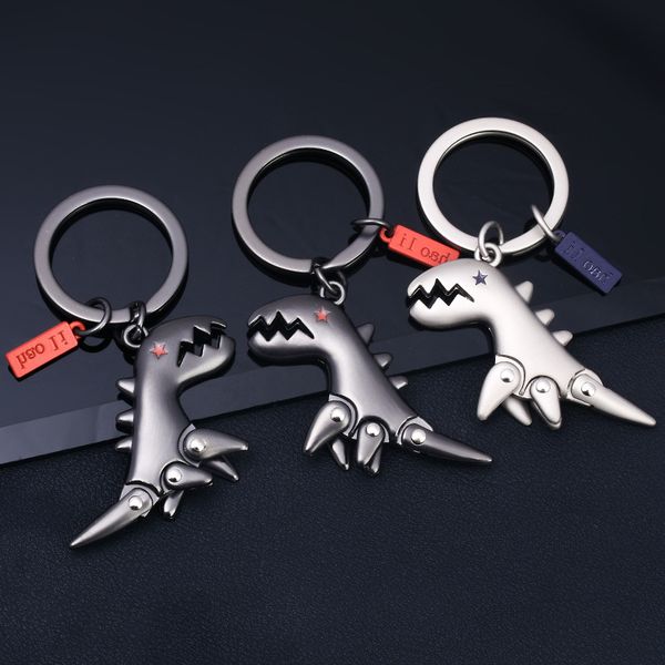 

2019 dinosaur keychain cute key ring for women creative 3d key chain holder portachiavi chaveiro llaveros hombre bag charm, Silver