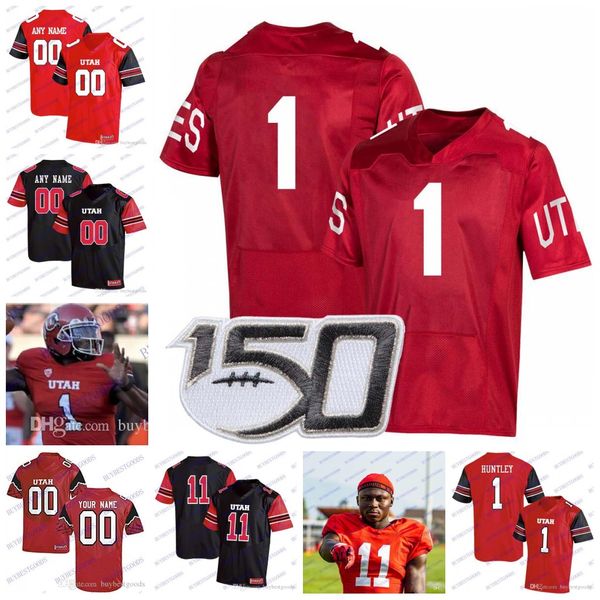 

custom ncaa utes football 1 tyler huntley 23 julian blackmon kyrese rowan 25 jaylen dixon 2 zack moss 3 demari simpkins 150th jersey, Black;red