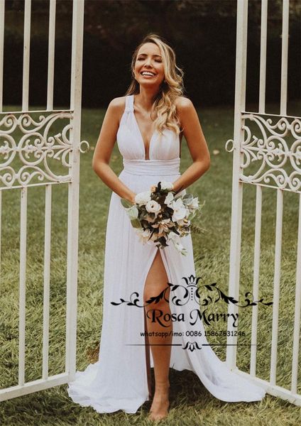 Discount Sexy Plus Size Boho Country Wedding Dresses 2019 A Line