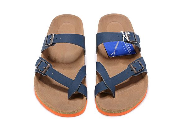 

new color summer famous brand arizona men's flat sandals casual shoes male buckle beach genuine leather slippers women slipper, Black