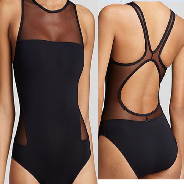 

2020 new one-piece net sand swimsuit triangle one-piece swimsuit, White;black