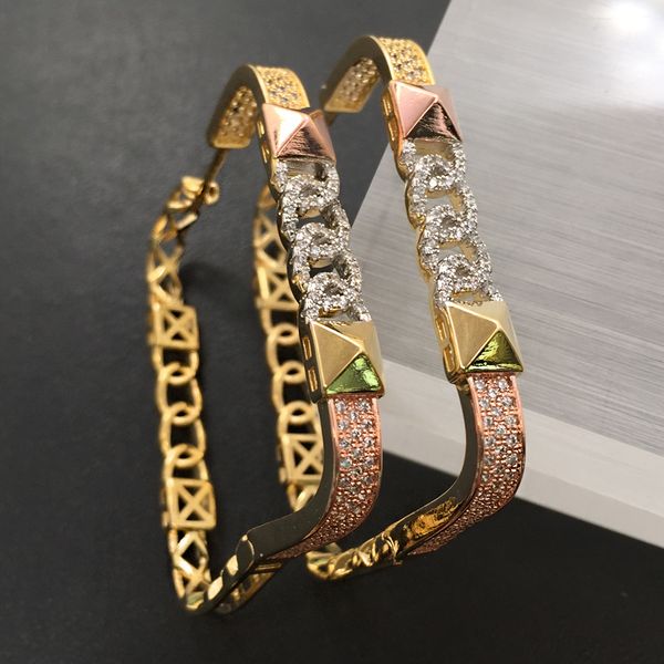 

lanyika fashion jewelry retro square big ear loops micro plated noble wedding party earrings stylish bridal daily gift, Golden;silver