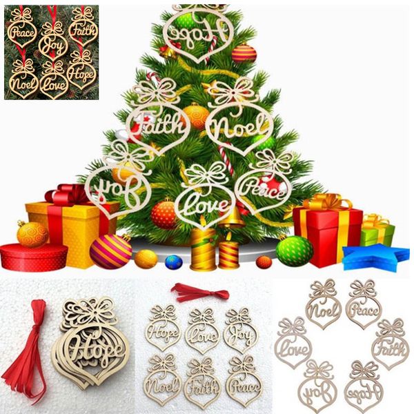 Christmas Letter Wood Heart Bubble Ornaments Decoration Christmas