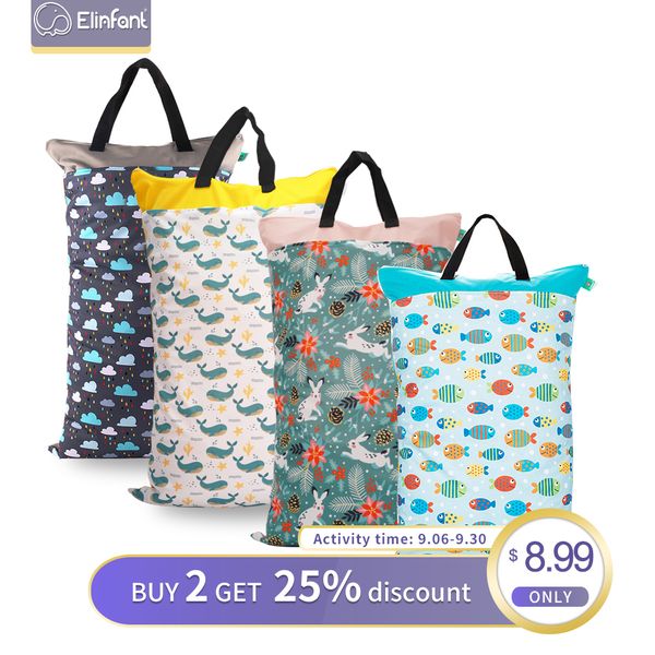 

elinfant 1 pcs large hanging wet/dry pail bag for cloth diaper,inserts,nappy, laundry with two zippered waterproof diaper bag y200107