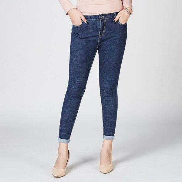 

plus size jeans woman autumn fashion slim stretch pencil denim pants high waist skinny casual ladies jean female bottoms, Blue