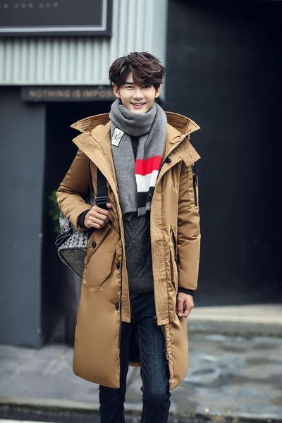 

casual loose mens winter jackets and coats pockets solid long coat quilted jacket zipper hooded warm thick parka, Black