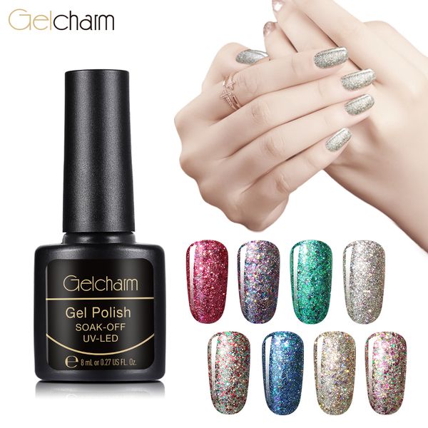

8ml glitter gel varnish for stamping bling starry nail polish nagellak esmaltes permanentes nail art gel polish lacquer