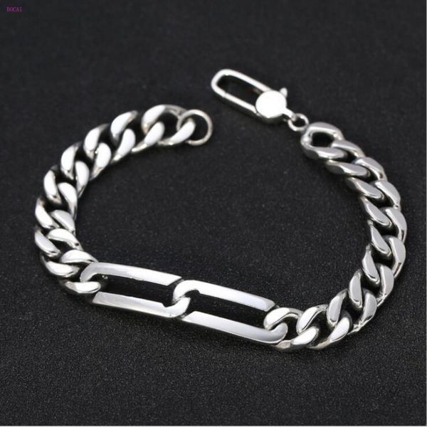 

s925 sterling silver jewelry tank chain of minimalism men and women thai silver popular personalized korean version bracelet, Black