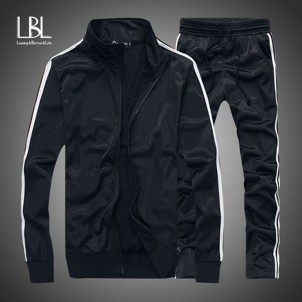 

мужская мода костюм повседневная sportsuit мужчины толстовки / свитера спортивная zipper coat + pant tracksuit мужчины set марка одежды, Gray