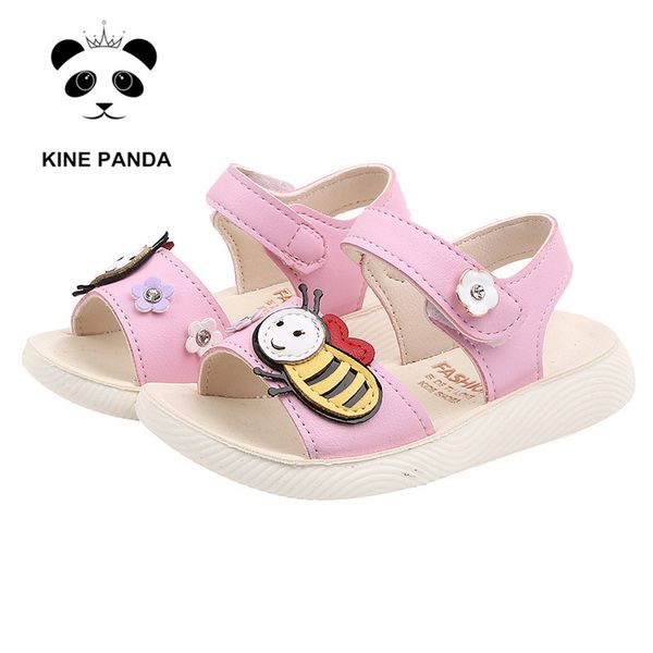 

kine panda girls sandals kids toddler baby girls summer shoes 1 2 3  5 years old cute cartoon bee design sandalias, Black;red