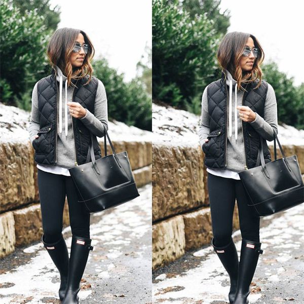 

new arrivals fashion ladies gilet women warmer sleeveless waistcoat jacket coat winter jacket vest, Black;white