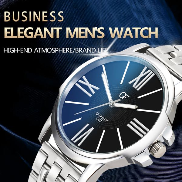 

fashion high-end men's quartz letter steel with watch pointer light series mens business male watch 2019 relogio classic male, Slivery;brown
