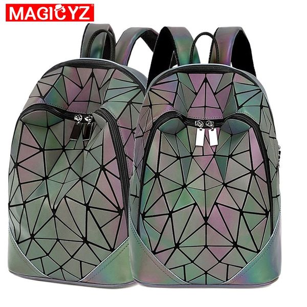 

laser luminous irregular triangle sequin backpack for women holographic rucksack female backbag for teenage girls school bag