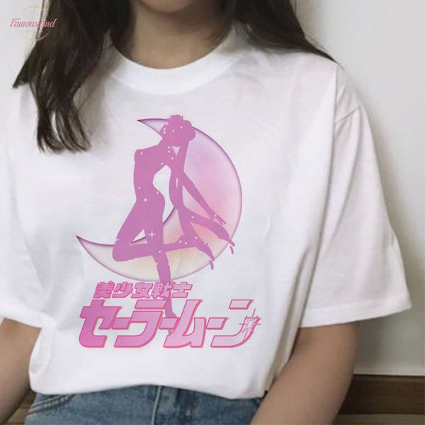 

sailor moon t shirt summer harajuku women t shirt sweet print ullzang tshirt kawaii polyester female tees short sleeve shirts graphic, White
