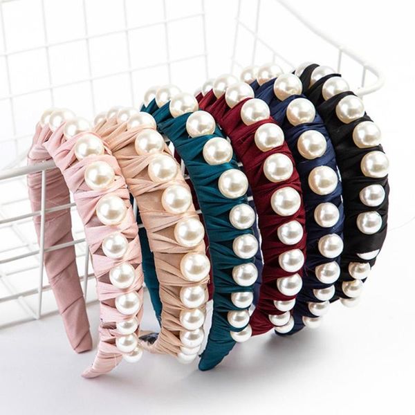 

перлы оголовье зима ткань hairbands handmade женщины корона глава обруч для девочек свадебные аксессуары для волос, Golden;white