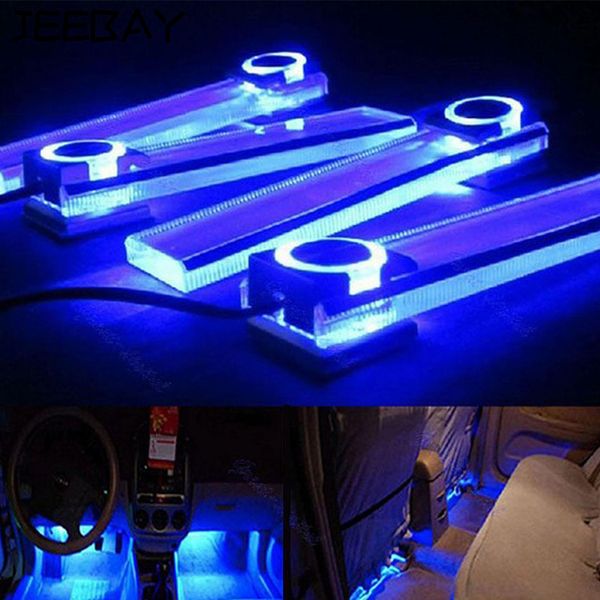 

jeebay 12v blue car charge led interior floor decorative light atmosphere lamp under tube underbody system neon light kit
