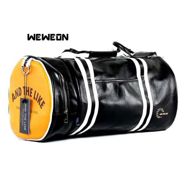 

men's large capacity pu leather sports bag gym bag fitness sport bags leather duffel tote travel shoulder handbag male bolsa