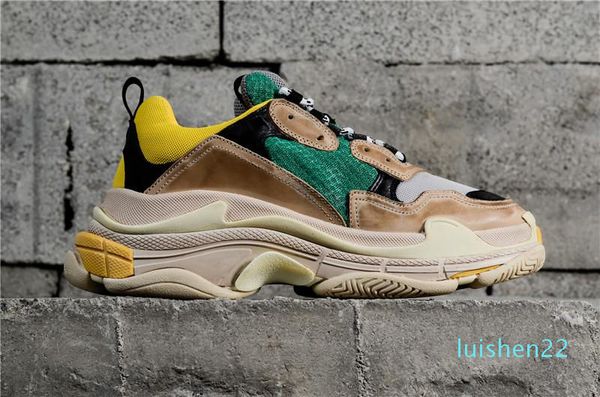 

2019 multi luxury triple s designer low old dad sneaker combination soles mens womens fashion casual shoes high l22, Black