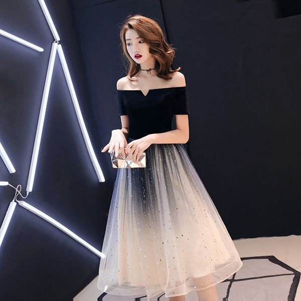 

evening dress tulle party elegant dresss famale gown famale gown birtday girl party dress chic short paragraph, White;black