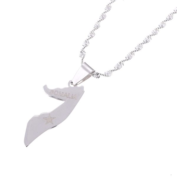 

stainless steel somalia map flag silver color necklace africa map pendant jewelry