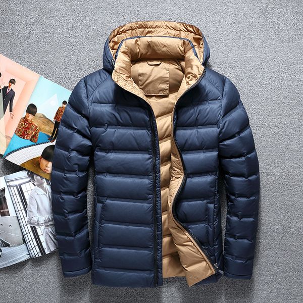 

new fashion men leisure jacket 2019 winter men coat warm white down jacket parka jackets lightweight high density fiber, Black