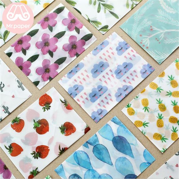 

mr paper 3pcs/lot 8 designs sulfate paper envelopes with steal stickers strawberry pineapple handmade kawaii gift envelopes